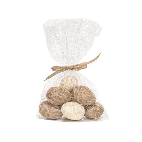 9 Set Natural & Ivory Burlap Eggs - The Fox Decor