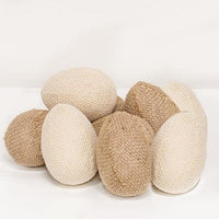 9 Set Natural & Ivory Burlap Eggs - The Fox Decor