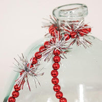 Red Bead & Tinsel Garland 43L - The Fox Decor