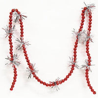 Red Bead & Tinsel Garland 43L - The Fox Decor
