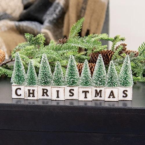 Winter Sparkle Forest Christmas Block Sitter - The Fox Decor