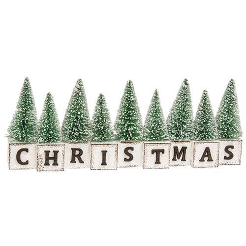 Winter Sparkle Forest Christmas Block Sitter - The Fox Decor