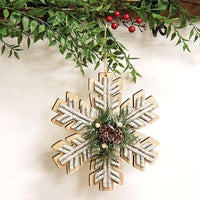 Wooden Birch & Pine Snowflake Ornament 8 - The Fox Decor