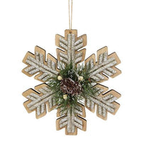 Wooden Birch & Pine Snowflake Ornament 8 - The Fox Decor