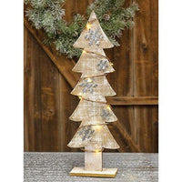 Small Wood Galvanized Snowflake Tree w LED Light - The Fox Decor