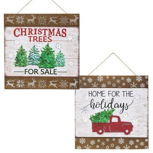 Christmas Sign w LED Light 2 Asstd - The Fox Decor