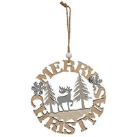 Merry Christmas Deer Cutout Wood Ornament - The Fox Decor