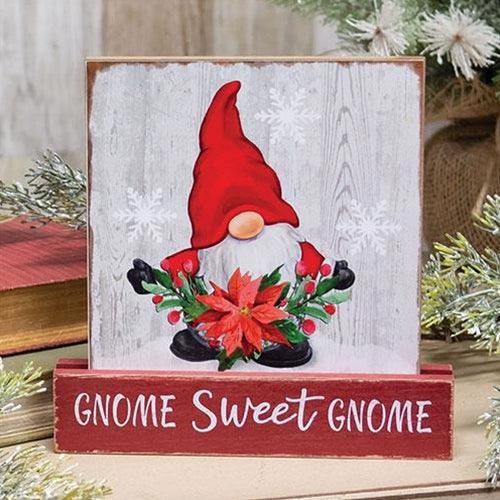 Gnome Sweet Gnome Christmas Wood Block - The Fox Decor