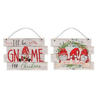 Merry Christmas Gnome Wood Hanging Sign 2 Asstd - The Fox Decor