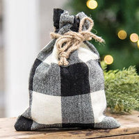 Black White Buffalo Check Fabric Drawstring Bag - The Fox Decor