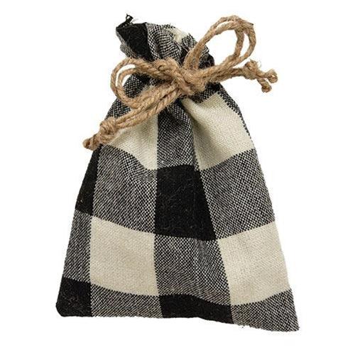 Black White Buffalo Check Fabric Drawstring Bag - The Fox Decor