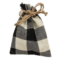Black White Buffalo Check Fabric Drawstring Bag - The Fox Decor