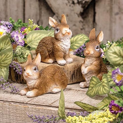 Mini Resin Brown Baby Bunny 3 Asstd - The Fox Decor