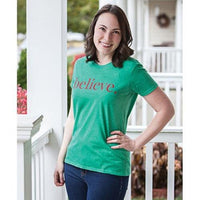 Believe T-Shirt Heather Green Medium - The Fox Decor