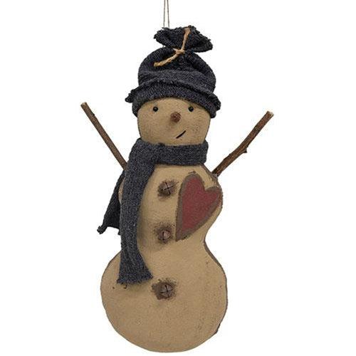 Stiffened Fabric Heart Hat & Scarf Snowman Hanger - The Fox Decor