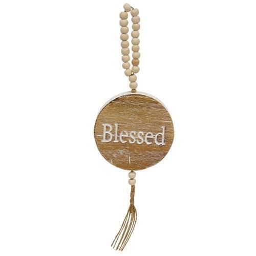 Blessed Engraved Wooden Ornament w Bead Hanger - The Fox Decor