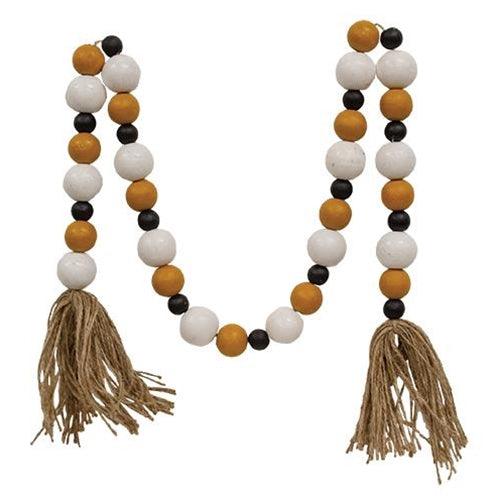 Black Orange & White Bead Garland - The Fox Decor