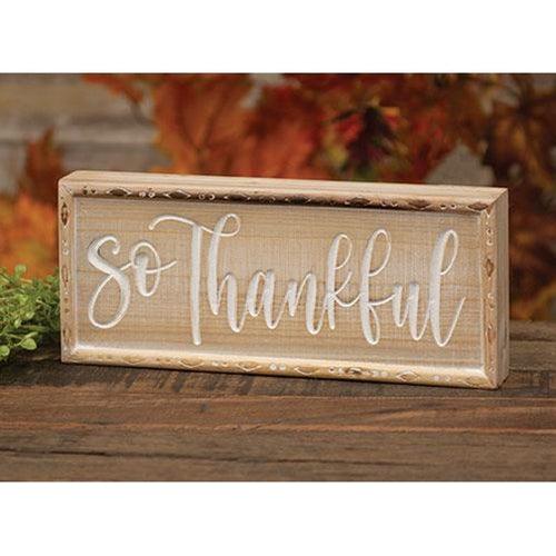 So Thankful Engraved Block Sign - The Fox Decor