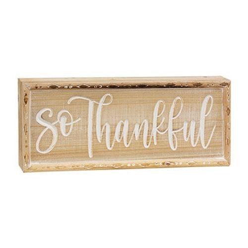 So Thankful Engraved Block Sign - The Fox Decor