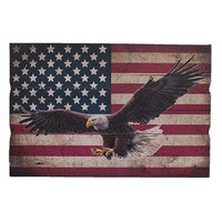 American Flag With Eagle Distressed Barnside Sign - The Fox Decor