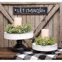 2 Set Distressed Wooden Pedestal Tray & Riser - The Fox Decor