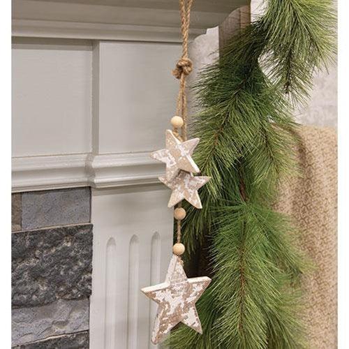 Beaded Snowy Triple Star Hanger - The Fox Decor