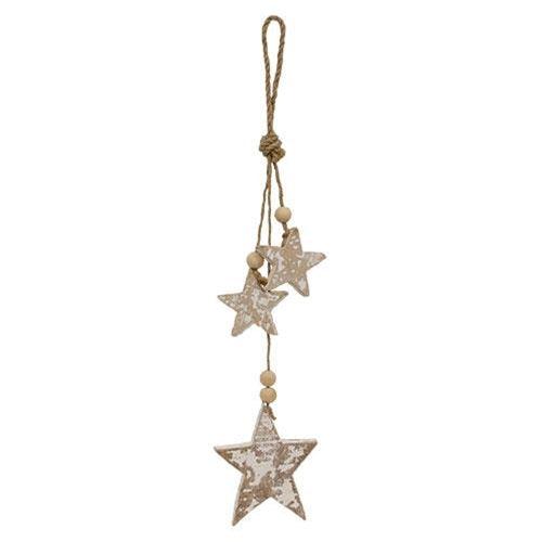 Beaded Snowy Triple Star Hanger - The Fox Decor