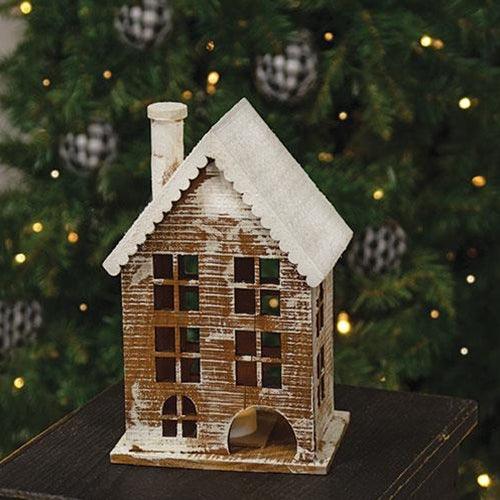 Lit Wooden Snowy Gingerbread House - The Fox Decor