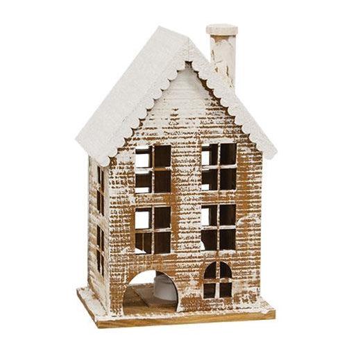 Lit Wooden Snowy Gingerbread House - The Fox Decor