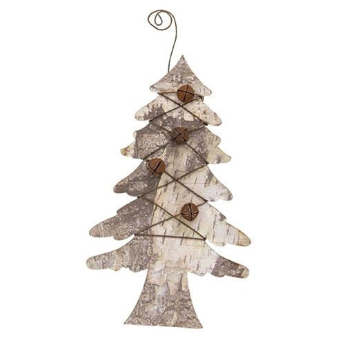 Birch Look Christmas Tree & Jingle Bell Ornament - The Fox Decor