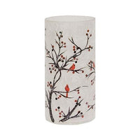 2 Set Frosted Winter Cardinals on Branches Pillar Jars - The Fox Decor