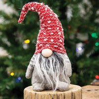 Furry Santa Gnome w Red Gray Hat 2 Asstd - The Fox Decor