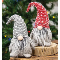 Furry Santa Gnome w Red Gray Hat 2 Asstd - The Fox Decor