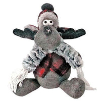 Small Sitting Plush Red Gray Moose - The Fox Decor