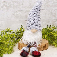 Small Dangle Leg Plush Fur Gnome w Fluffy Hat - The Fox Decor