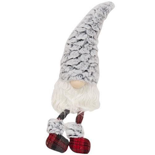 Small Dangle Leg Plush Fur Gnome w Fluffy Hat - The Fox Decor