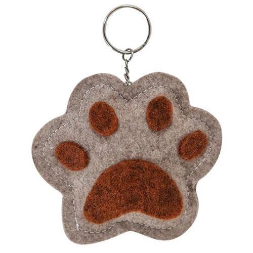 Paw Print Tan & Burnt Orange Keychain 2 Asstd - The Fox Decor