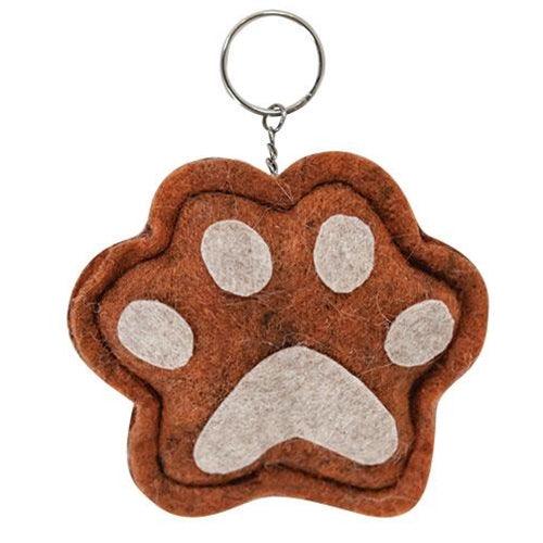Paw Print Tan & Burnt Orange Keychain 2 Asstd - The Fox Decor