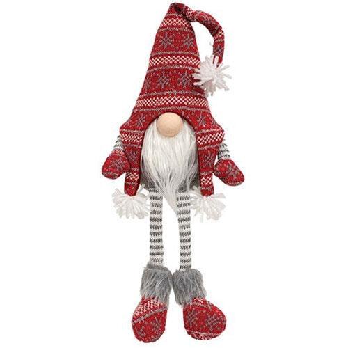 Small Red Sweater Dangle Leg Gnome - The Fox Decor