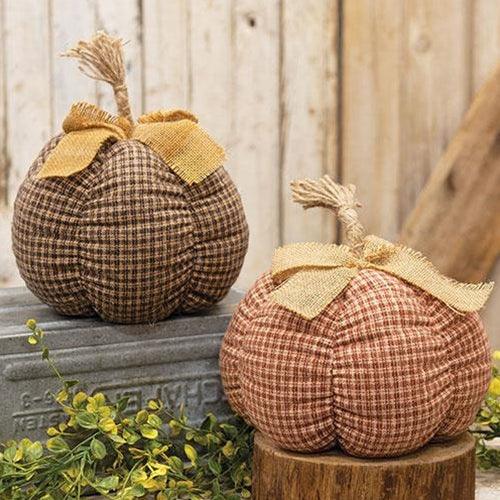 Large Country Plaid Pumpkin 2 Asstd - The Fox Decor