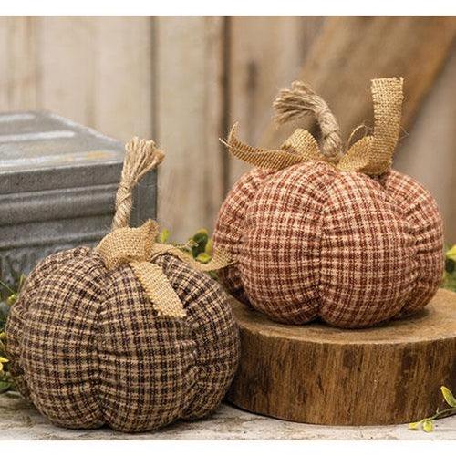 Medium Country Plaid Pumpkin 2 Asstd - The Fox Decor