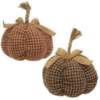 Thumbnail for Medium Country Plaid Pumpkin 2 Asstd - The Fox Decor