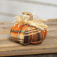 Harvest Plaid Small Fabric Pumpkin - The Fox Decor