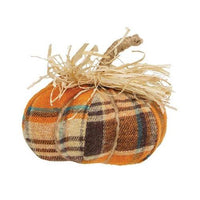 Harvest Plaid Small Fabric Pumpkin - The Fox Decor