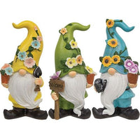 Resin Floral Garden Gnome 3 Asstd - The Fox Decor