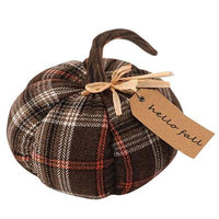 Medium Plush Hello Fall Plaid Pumpkin - The Fox Decor
