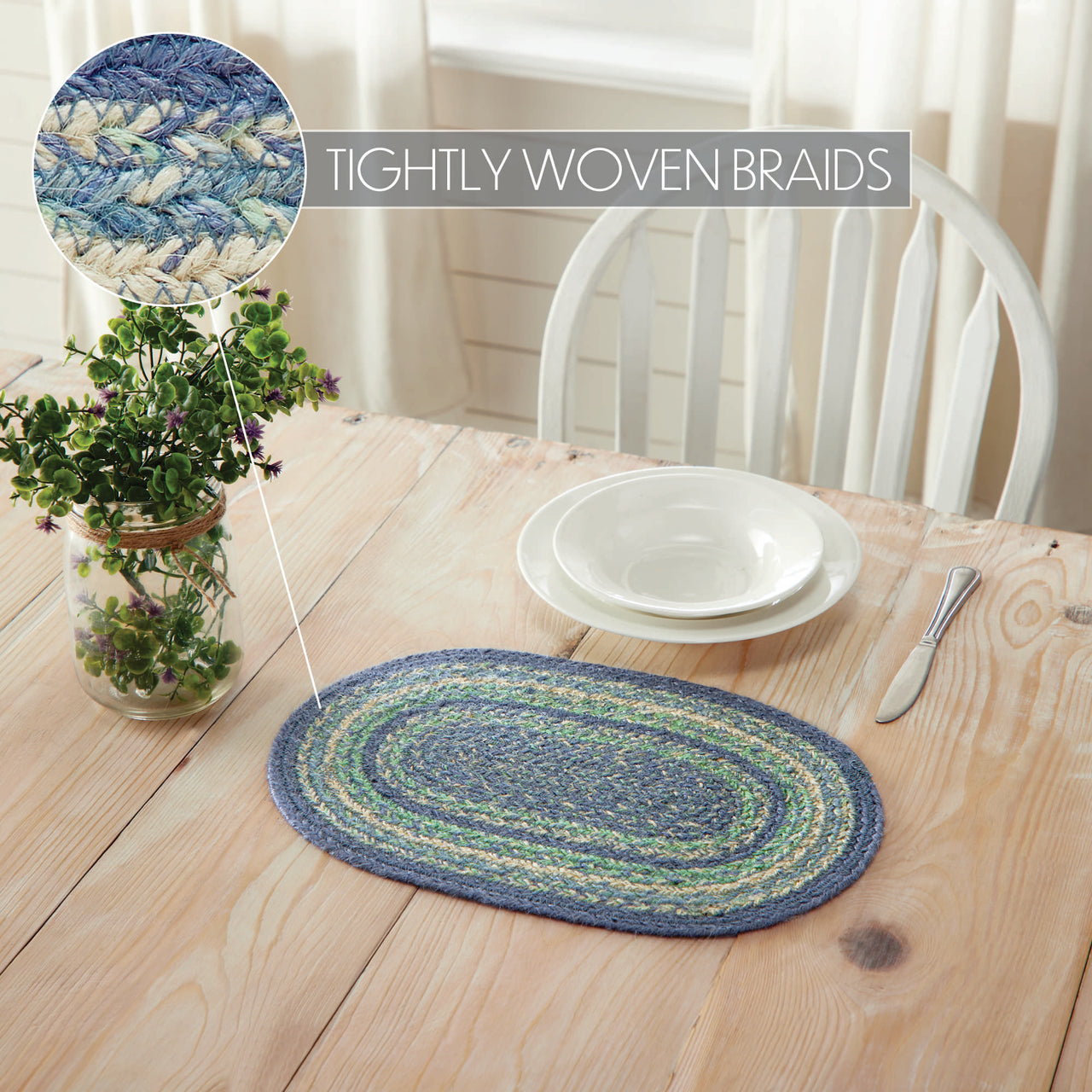 Jolie Jute Oval Placemat 10x15 - The Fox Decor