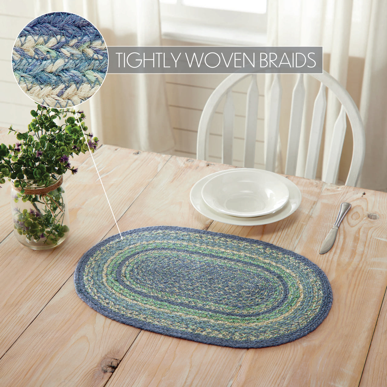 Jolie Jute Oval Placemat 13x19" - VHC Brands