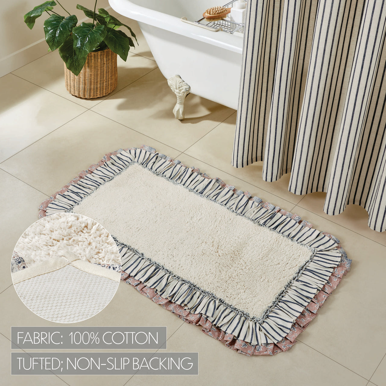 Kaila Ticking Blue Bathmat 27x48