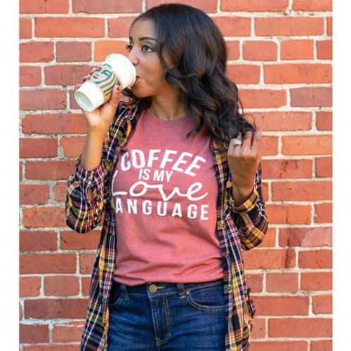 Coffee Is My Love Language T-Shirt Heather Clay Medium - The Fox Decor